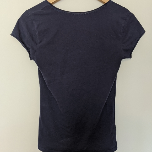 Zara Navy Blue V-Neck Tee - Picture 3 of 4